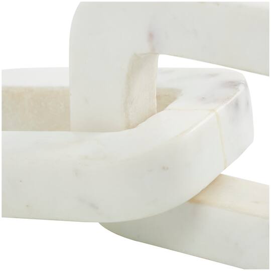 White Marble Geometric 2 Link Chain Sculpture Décor